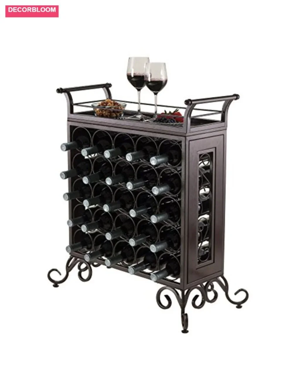 5x5 Wine Rack with Removable Serving Tray, Metal & Wood, 25 Bottles - Picture 4 of 5